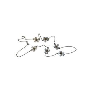 CHARMING CHARLIE Daisy Station Necklace Silver Gold Tone Floral Long 36"